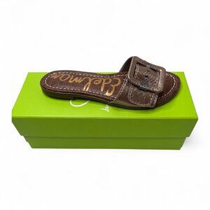 Sam Edelman Womens Gaige Pewter Boa Print Slide Sandals Size 5